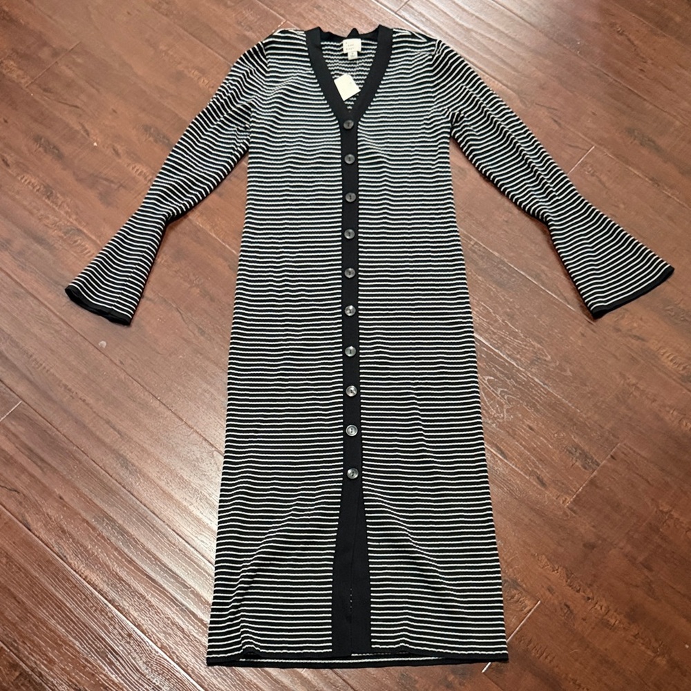 a new day Black and White Striped Long Sleeve Dress